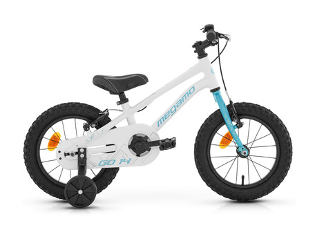 BICICLETA MEGAMO 14" GO PARA NIÑOS BLANCO AZUL